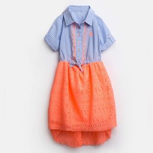 U.S. Polo Assn. striped neon lace girls dress
